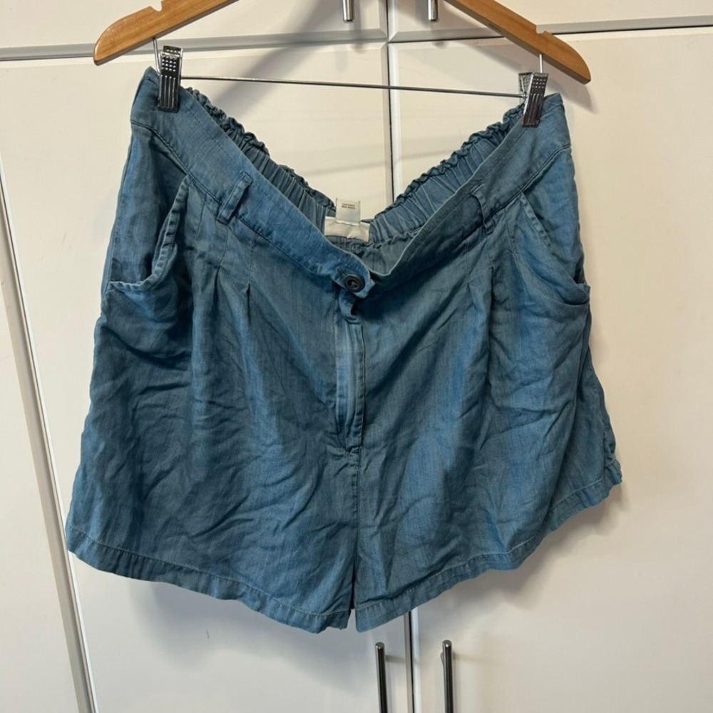 Ariat Womens XXL Blue Tencel Denim Paperbag Waist Shorts Light Wash Casual Pocke